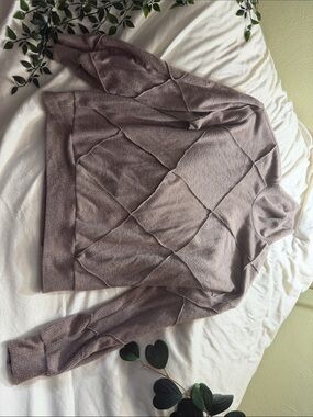 H by bordeaux Mauve Taupe Diamond-Pattern Turtleneck Sweater